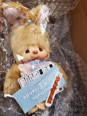 Chimutan Bunny Plush with Pink Bib - SWEET SUGAR collection/ Monchhichi